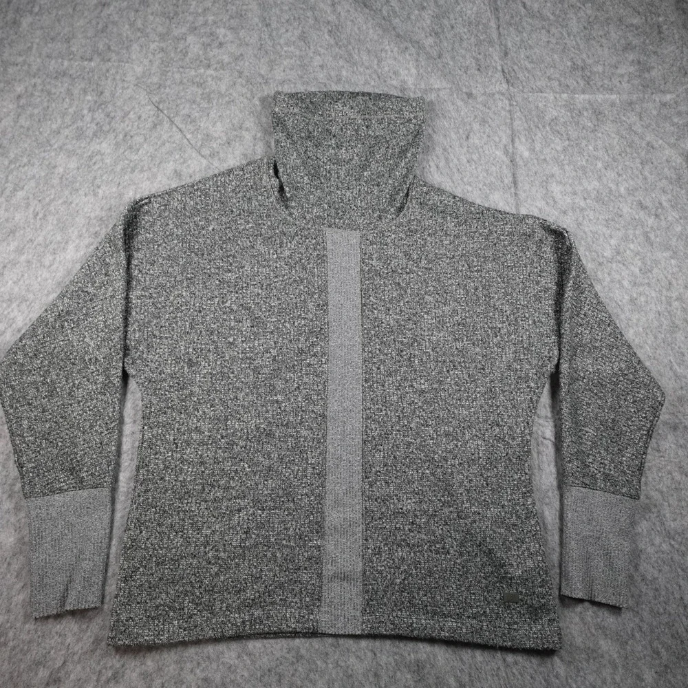 Asics Sweatshirt Women Large Gray Funnel Neck Heathered Fleece Pullover‎ Knit
